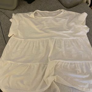 White tiered shirt sleeve cotton shirt